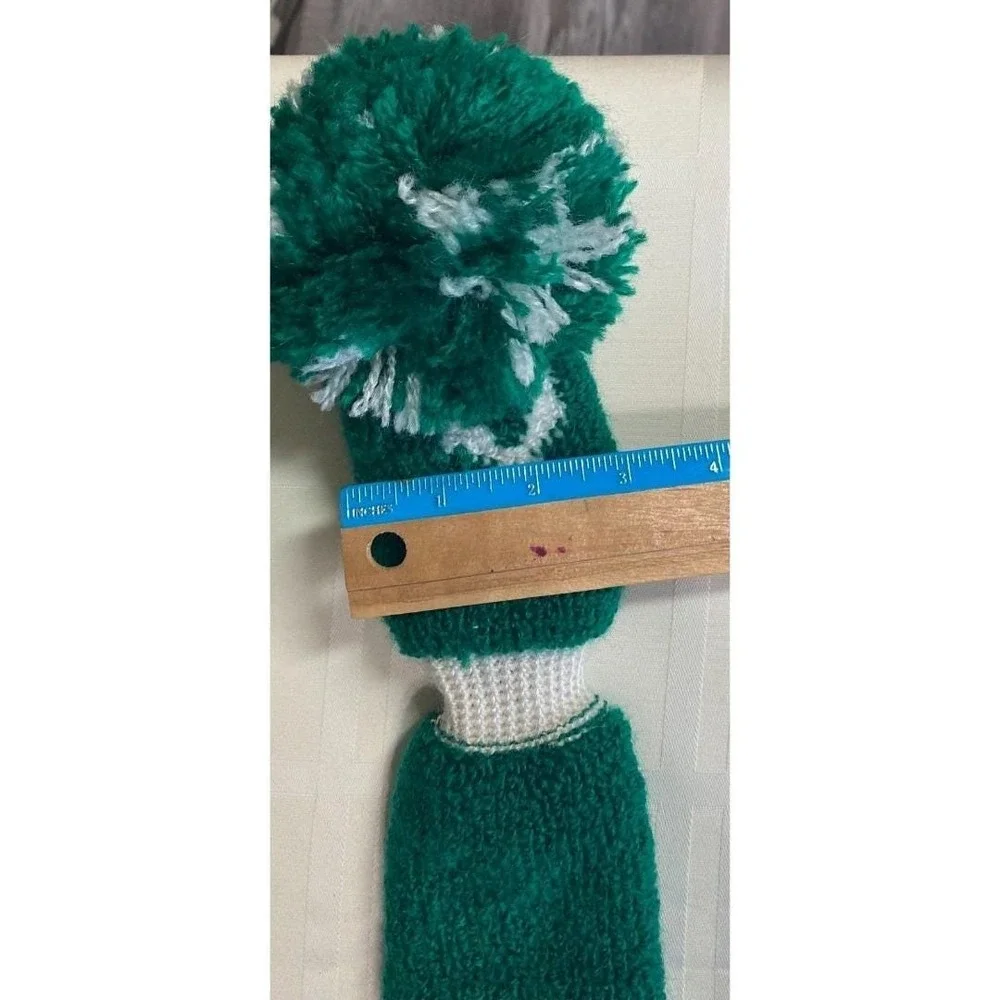 Retro Green & White Pom Pom Golf Club Head Covers Set of 4 1 3 X Driver - Picture 5 of 6
